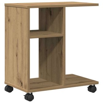 Bijzettafel met plank artisanaal eikenkleurig 50 x 30 x 55 cm 2