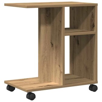 Bijzettafel met plank artisanaal eikenkleurig 50 x 30 x 55 cm 5
