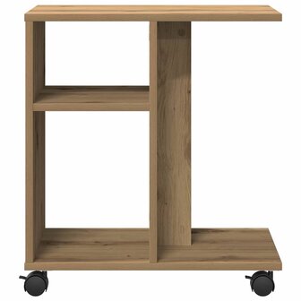 Bijzettafel met plank artisanaal eikenkleurig 50 x 30 x 55 cm 6
