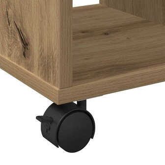 Bijzettafel met plank artisanaal eikenkleurig 50 x 30 x 55 cm 9