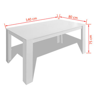 Eettafel 140x80x75 cm wit 5