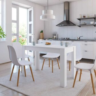 Eettafel 120x60x76 cm bewerkt hout wit 1