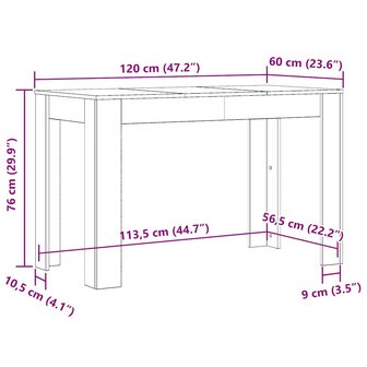 Eettafel 120x60x76 cm bewerkt hout wit 6