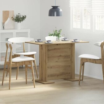 Eettafel artisanaal eikenkleurig 110 x 60 x 75 cm Bewerkt hout 1
