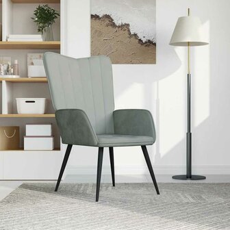 Relaxstoel fluweel lichtgrijs 1