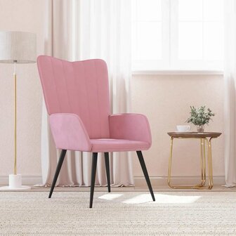 Relaxstoel fluweel roze 1