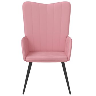 Relaxstoel fluweel roze 3