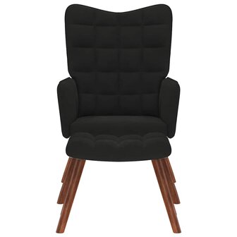 Relaxstoel met voetenbank fluweel zwart 3