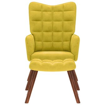 Relaxstoel met voetenbank fluweel geel 3