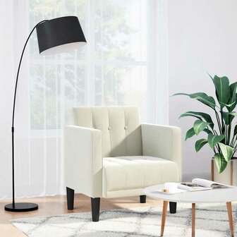 Fauteuil met armleuningen cr&egrave;me 53 cm fluweel 1