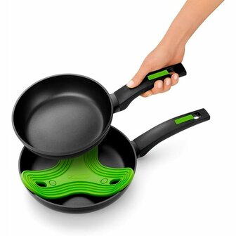 Pan Monix GREEN      26CM Zwart Groen Hout Roestvrij staal Plastic Bakeliet 26 cm &Oslash; 26 cm (4 Stuks) 3