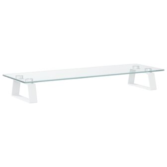 Monitorstandaard 60x20x8 cm gehard glas en metaal wit 2