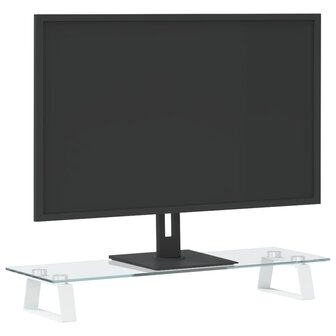 Monitorstandaard 60x20x8 cm gehard glas en metaal wit 3