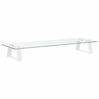 Monitorstandaard 60x20x8 cm gehard glas en metaal wit 6