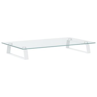 Monitorstandaard 60x35x8 cm gehard glas en metaal wit 2