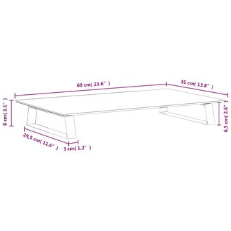 Monitorstandaard 60x35x8 cm gehard glas en metaal wit 8