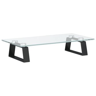 Monitorstandaard 40x20x8 cm gehard glas en metaal zwart 2
