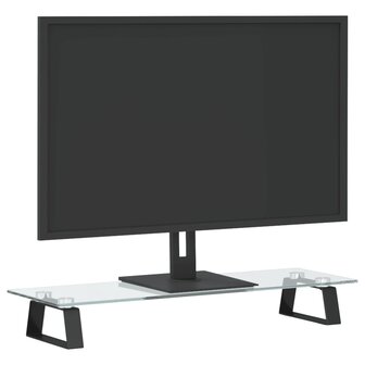 Monitorstandaard 60x20x8 cm gehard glas en metaal zwart 3