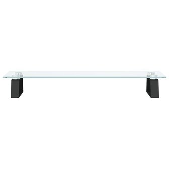 Monitorstandaard 60x20x8 cm gehard glas en metaal zwart 4