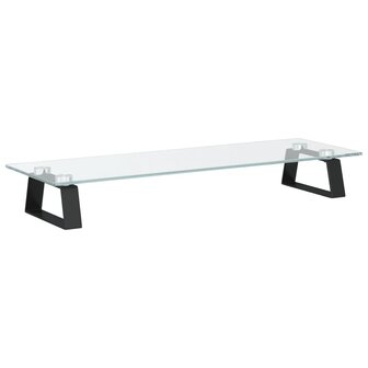 Monitorstandaard 60x20x8 cm gehard glas en metaal zwart 6