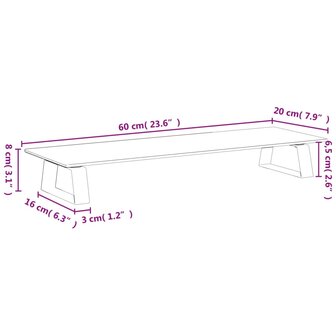 Monitorstandaard 60x20x8 cm gehard glas en metaal zwart 8
