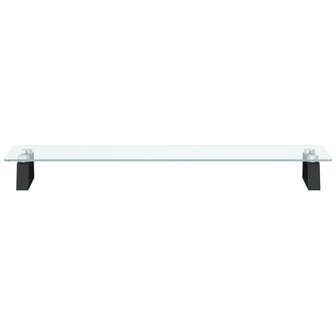 Monitorstandaard 80x20x8 cm gehard glas en metaal zwart 4