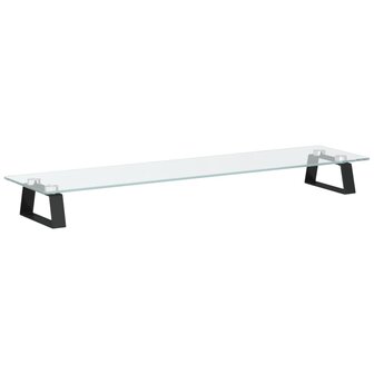 Monitorstandaard 80x20x8 cm gehard glas en metaal zwart 6