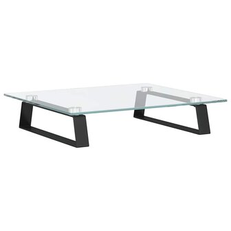 Monitorstandaard 40x35x8 cm gehard glas en metaal zwart 2