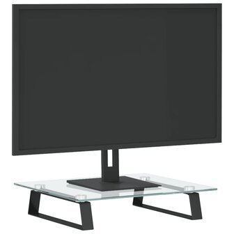 Monitorstandaard 40x35x8 cm gehard glas en metaal zwart 3