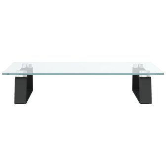 Monitorstandaard 40x35x8 cm gehard glas en metaal zwart 4