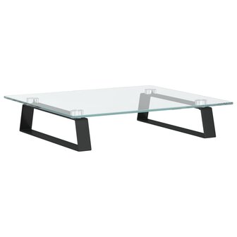 Monitorstandaard 40x35x8 cm gehard glas en metaal zwart 6