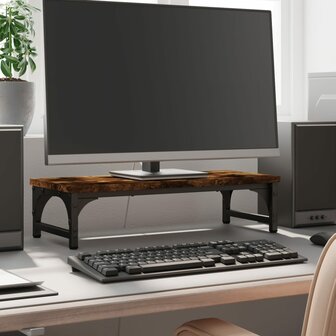 Monitorstandaard 55x23x14 cm bewerkt hout gerookt eikenkleurig 1