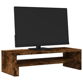 Monitorstandaard 54x22x15 cm bewerkt hout gerookt eikenkleurig 3