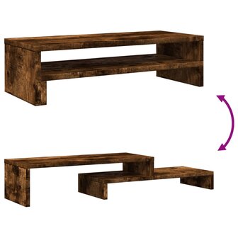 Monitorstandaard 54x22x15 cm bewerkt hout gerookt eikenkleurig 7
