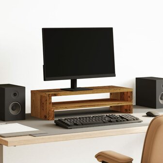 Monitorstandaard 54x22x15 cm bewerkt hout oud houtkleurig 1
