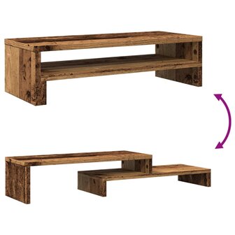 Monitorstandaard 54x22x15 cm bewerkt hout oud houtkleurig 7