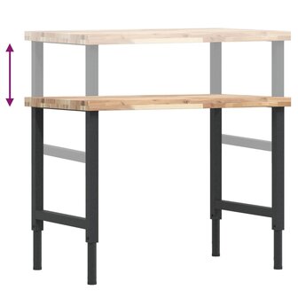 Werkbank rechthoekig 100x60x(73-99,5) cm massief acaciahout 9
