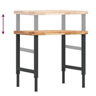 Werkbank rechthoekig 80x60x(73-99,5) cm massief acaciahout 9