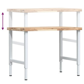 Werkbank rechthoekig 100x60x(73-99,5) cm massief acaciahout 9