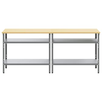 Werkbankset met plank 2 pcs Grijs 200 x 55 x 85 cm Staal 5
