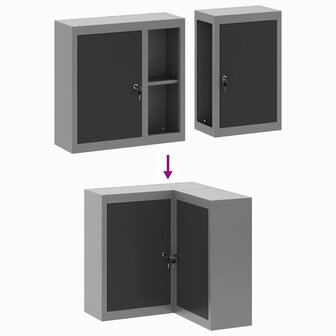 Gereedschapskast met plank Zwart en grijs 55 x 55 x 55 cm 9