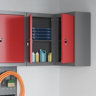 Gereedschapskast met plank Rood en grijs 55 x 55 x 55 cm 3