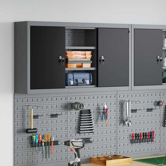 Gereedschapskast met plank Zwart en grijs 100 x 20 x 55 cm 1