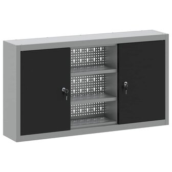 Gereedschapskast met plank Zwart en grijs 100 x 20 x 55 cm 2