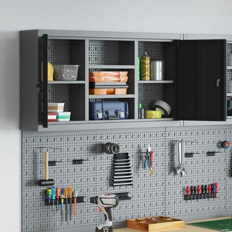 Gereedschapskast met plank Zwart en grijs 100 x 20 x 55 cm 4