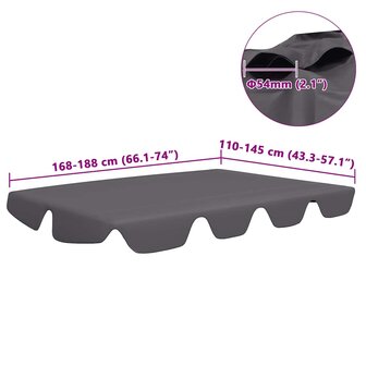 Vervangingsluifel voor schommelbank 188/168x145/110cm antraciet 6