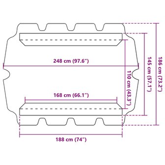 Vervangingsluifel voor schommelbank 188/168x145/110 cm blauw 7