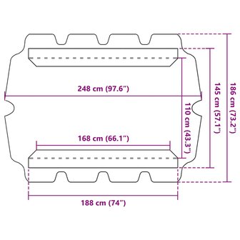 Vervangingsluifel voor schommelbank 188/168x145/110 cm zwart 7