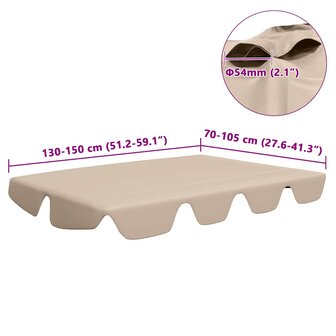 Vervangingsluifel voor schommelbank 150/130x105/70 cm beige 6