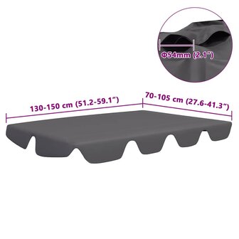 Vervangingsluifel voor schommelbank 150/130x105/70 cm antraciet 6